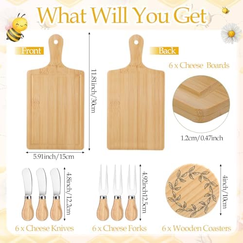 Honeydak 49 Pcs Baby Shower Prizes for Game Players 6 Set Cheese Board Fork Knives Coaster Towel Artificial Potted Plant Thanks Card Gift Bag for Baby Bridal Shower Wedding Favors(Honey Bee) - Image 3