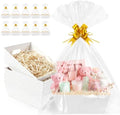 EVELOMO 10 Pack Empty Gift Baskets to Fill - 10" x 8" Large Baskets for Gifts Empty, Sturdy DIY Gifts Baskets Sets with 500g Crinkle Cut Papers for Birthdays Weddings Parties & Holidays (White) by EVELOMO