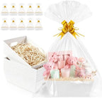 EVELOMO 10 Pack Empty Gift Baskets to Fill - 10" x 8" Large Baskets for Gifts Empty, Sturdy DIY Gifts Baskets Sets with 500g Crinkle Cut Papers for Birthdays Weddings Parties & Holidays (White) by EVELOMO
