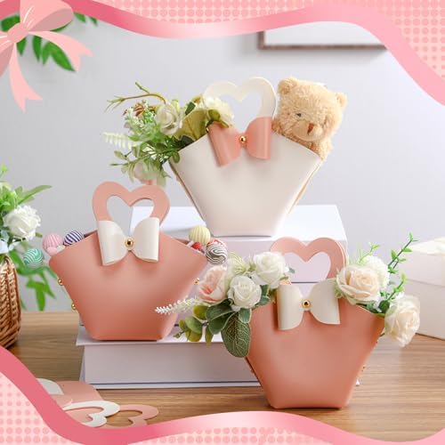 Sweetude 24 Set PU Leather Heart Purse Gift Bag with Handles, Cute Style - Image 4