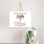 Andaz Press Custom Large Baby Shower Canvas Welcome Sign, 16 x 20 Inches, Rustic Boho Burgundy Floral Antlers, Guestbook Alternative, Personalized Sign Our Canvas, For Fall, Rustic, Boho, Baby Shower - Image 2