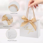 100Pcs Small Thank You Gift Bags With Handles White Gold Gift Bags Bulk - Image 3
