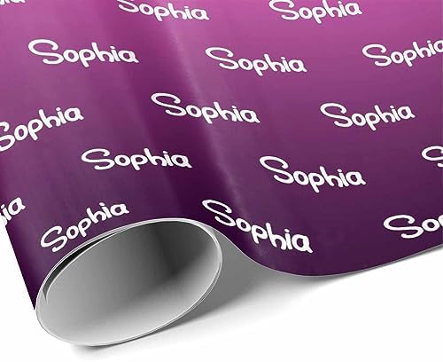 MyPupSocks Personalized Gradient Light Purple Gift Wrap Paper with Text, Custom Name Logo Birthday Gift Wrapping Paper Roll for Boys Girls Kids Baby Shower Christmas Anniversary 58x23 5 Rolls - Image 3
