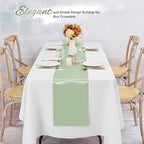 24 Pack Sage Green Satin Table Runners, 12 x 108 Inch Long Table Runners for Rectangle Round Tables,Smooth Satin Table Runner for Wedding,Birthday Party Banquets Graduation Engagements Decoration - Image 6