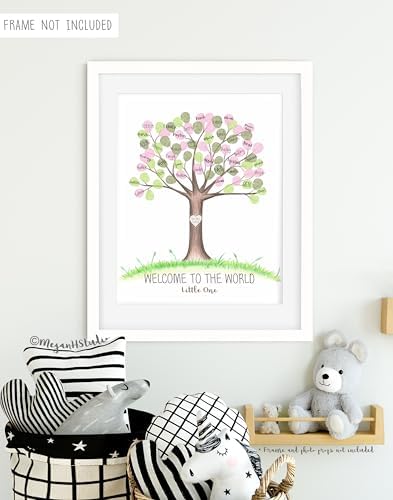 Girls Baby Shower Fingerprint Tree Guestbook Alternative, 11x14 Inches - Image 7