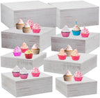 Barydat 8 Pcs Large 13.7" Wood Risers Display, Vintage White by home