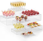 Leinuosen 7 Pcs Large Acrylic Buffet Risers, 8-14" Rectangle, Clear by Leinuosen