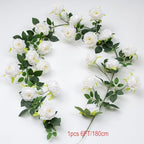 2Pcs 12Ft Bendable Flower Garland Faux Rose Vine for Wedding Decor,White - Image 2