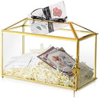 12.6" x 6" x 9" Wedding Card Box with Slot and Lock, Glass Card Holder for Party Reception, Centerpiece, Home Decorative, Gold (Glass Box Only) Slot Length 7.3 Inche by Unknown