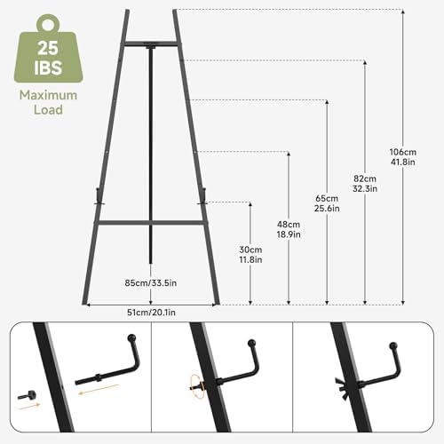 Black Easel Stand for Sign, 4-Tier Display Easel with Adjustable Chain - Image 6
