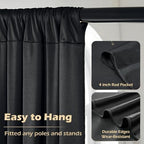 50ft x 8ft Wrinkle Free Black Backdrop Curtain for Parties Weddings, 10 Panels Silk Polyester Black Drapes for Backdrop 10 ft Photo Back Drop Cloth for Birthday Graduation Photography Background - Image 5