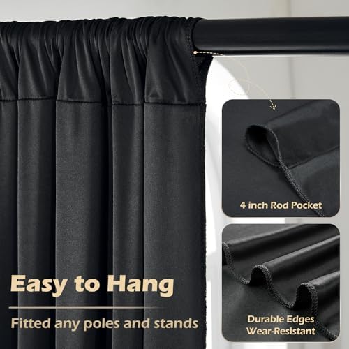 40ftx8ft Wrinkle Free Black Backdrop Curtains for Parties, 8 Panels 5×8ft Soft Silky Polyester Drapes for Backdrop Decor Party Graduation Halloween Wedding Photo Photograhy Stage Background Curtain - Image 5
