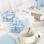 ACITHGL 30 Sets Fully Assembled Small Bubble Candle Party Favors for Guests Bulk Bridal Showers Favors Candles with Stylish Ribbons Thank You Cards Gifts (Blue) - Image 5