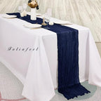 20 Pack Navy Blue Cheesecloth Table Runner 10FT Boho Fabric Rustic Cheese Cloth Table Runner for Wedding Bridal Shower Baby Shower Gauze Sheer Birthday Party Table Decorations 20 x 120 Inch Long - Image 4