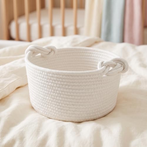 Toddmomy Cotton Rope Woven Basket for Nursery, 14x11x6 Newborn Gift Basket Empty for Diapers and Wipes, Infant Essentials Bin with Handles Fit Baby Shower, Bedside - Image 6
