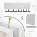 6 Pack Sequin Table Runner 12" x 108" Sparkle Table Runner for Baby Bridal Shower Wedding Birthday Party Table Decor (Silver) - Image 2