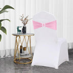 50 PCS Spandex Pink Chair Sashes Bows Stretch Chair Cover Band - Image 4