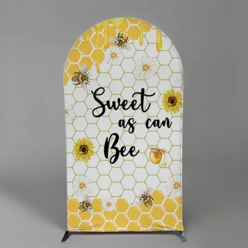 Arch Backdrop Cover Sweet As Can Bee Birthday Party Chiara Arched Stand Stretchy Fabric Covers Honeycomb Yellow Baby Shower Parties Decorations (2.2x5ft,GX1991) by ellteecz