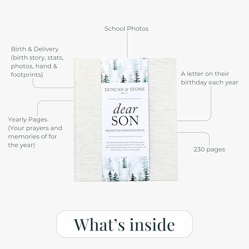 Duncan & Stone Dear Son Boy Mom Baby Memory Book Journal, Grey, 230pg - Image 4