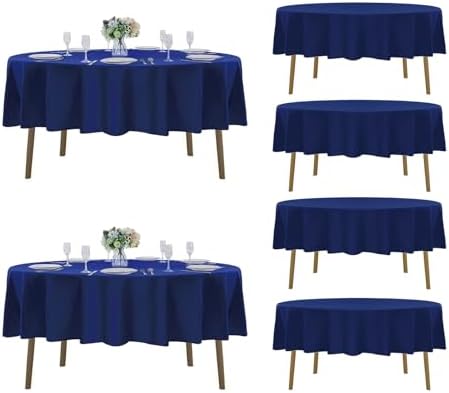 Fokitut 6 Pack Round Tablecloth, 70 Inch, Stain Resistant and Wrinkle Polyester Table Cloth, Fabric Table Cover for Kitchen Dining, Wedding, Party, Holiday Dinner-Royal Blue by Fokitut
