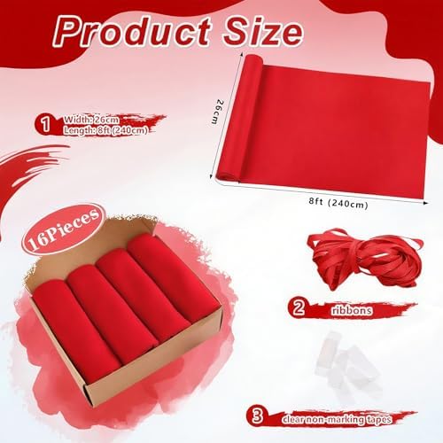 Red Chair Sashes 16 Packs 8ft Long Aisle Wedding Chair Back Side Decorations Fabric Sheer Church Tulle Chairs Drapes Bulk - Image 2