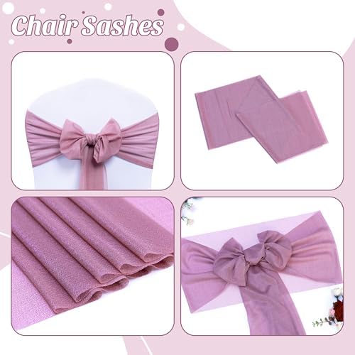 MDS Pack of 125 Chiffon Chair Sashes for Wedding & Event Décor - Mauva - Image 5