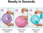 Mermaid Party Paper Lanterns - Narwhal Pink Blue Purple, 8.5 in, 5Pk - Image 3