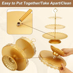 Audab Gold Dessert Table Display Set, Including Cake Stand, Cupcake Stand, Serving trays, Platters, Cake Cutting Set and Serving Tongs for Vintage Wedding Decor, Party Food Decorations - Image 6