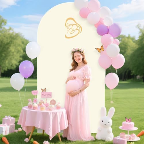 Spandex Arch Cover Ivory Wedding Arch Backdrop Covers 7.2FT Chiara Arch Stand Cover Arches Covers Stretchy Backdrops Fabric Covers for Happy Birthday Baby Shower Graduation Party Decor - Image 3