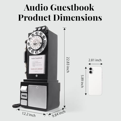 Audio Guest Book Wedding Phone with Vintage Design, Record Customized Audio Message Guest Book for Wedding, Party and Gathering, Black - Image 2