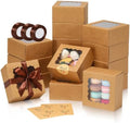 5x5x2.5 Auto-Popup Small Cookie Boxes with Window, Brown, 60 Pack by EQOREIIN