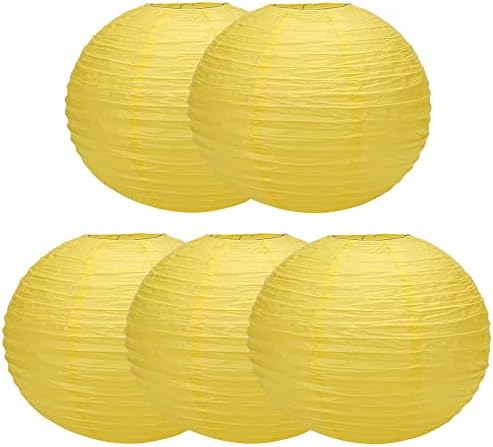 Chinese Japanese 16" Lemon Yellow Paper Lanterns Large Paper Lanterns 16-Inch 5 Packs (Yellow, 16 inch) by Unknown