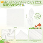 Showgeous 30 Pack White Cloth Napkins with Fringe, 16x16 inch 100% Cotton - Image 2