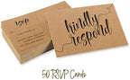 RSVP Postcards (Set of 50) 4"X6" Blank with Mailing Side,RSVP Reply Response Cards for Wedding Rustic Kraft Script Style Print Return Cards - Image 5