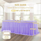 Wish Care 4 Pack Lavender Tulle Tablecloth for 8 Foot Rectangle Tables Stretch Fitted Rectangular Table Cloth Purple Wrinkle Free Ruffle Table Covers Tutu Skirt for Wedding Birthday Party Baby Shower - Image 4
