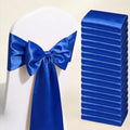Royal Blue Satin Chair Sashes 50 Pack, Blue Chair Ribbons for Wedding Decor by GANKAR