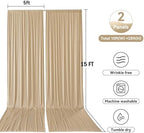 10ftx15ft Champagne Backdrop Curtains for Parties, Wrinkle Free Polyester Photo Backdrop Drapes 2 Panels 15 ft Long Back Drop Cloth for Wedding Birthday Photography Background Party - Image 5