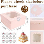 80 Pack Pink 6x6x3 Treat Boxes with Window, for Bakery and Dessert Gifts - Image 2