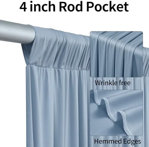 10ftx12ft Dusty Blue Backdrop Curtains for Parties, Wrinkle Free Polyester Photo Backdrop Drapes 2 Panels 12 ft Long Back Drop Cloth Drapery for Wedding Birthday Photography Background Party - Image 2