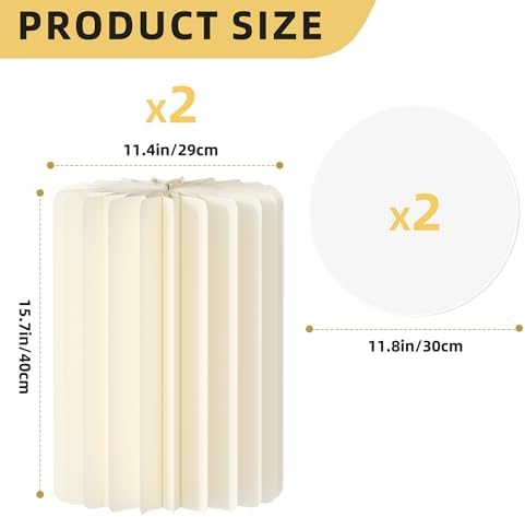 Urban Deco Cylinder Stands for Party, 2PCS 40cm Round Cake Pedestal Stands for Parties, Foldable Cardboard Columns with Acrylic Disc, Cilindros para Fiestas for Birthday Wedding Decoration, White - Image 3