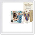 Solid Wood Signature Frame With Square Opening - White Wood - Pink Accent Mat - Guest Book Alternative With Gel Pens Made in the USA by CustomPictureFrames