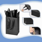 Papertide 36 Pack Black Mini Gift Bags 5.2×3.2×8 inch with Tissue Paper - Image 6