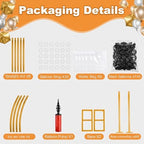 Balloon Arch Stand Kit Set with 145PCS Different Sizes Black Balloons – Metal Wedding Backdrop Frame with 8 Water Bags, Gold Semi-Open Arch for Birthday, Party Decorations Indoor Outdoor. - Image 2