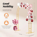 7.2ft Metal Wedding Arch, Double Tube Balloon Arch Backdrop Arch Stand Open Arch Backdrop Support, for Wedding Ceremony Bridal Baby Shower Photo Booth Party Decoration (Gold) - Image 3