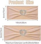 Nude Chair Sashes 50 Pack Spandex Nude Sashes for Chairs Covers Universal Stretch Chair Sashes Band with Heart Buckle Slider for Wedding Banquet Party Decorations - Image 2