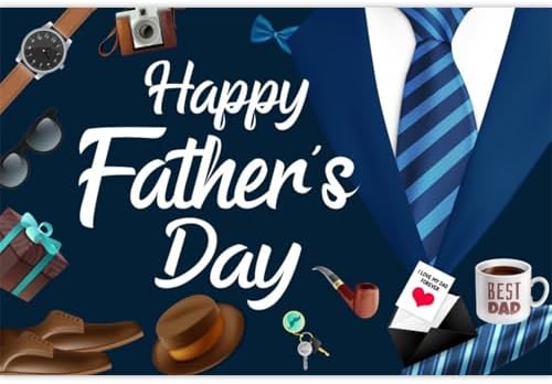 12x10ft Blue Fathers Day Backdrop Suit Tie Fathers Day Photo Backdrop Love Best Dad Ever Father's Day Decorations Background Family Prom Newborn Party Birthday Party Banner Photo Booth - Image 4