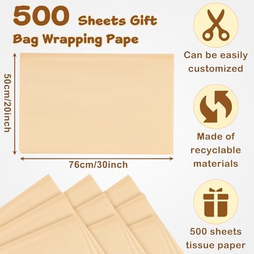 500 Sheets Kraft Tissue Paper Bulk 20 x 30 Inch for Fall Floral Packaging - Image 2