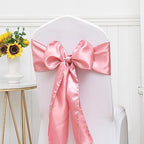 Pack of 50 Satin Dusty Pink Chair Sashes Bows 7 X 108 Inch Universal Chair Ribbons for Wedding Ceremony Party Banquet Restaurant Event Chair Decorations - Dusty Pink Chair Sashes 50 Pack - Image 4