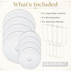 8 Pcs 16/30 Inch Large White Paper Lanterns Jumbo Hanging Party Decorations - Image 3
