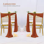 50 PCS Cheesecloth Chair Sashes Bows Wedding Aisle Decorations Chair Ribbon Ties Back Sash for Wedding Party Events Banquet Chair Cover Decoration (Terracotta) - Image 6